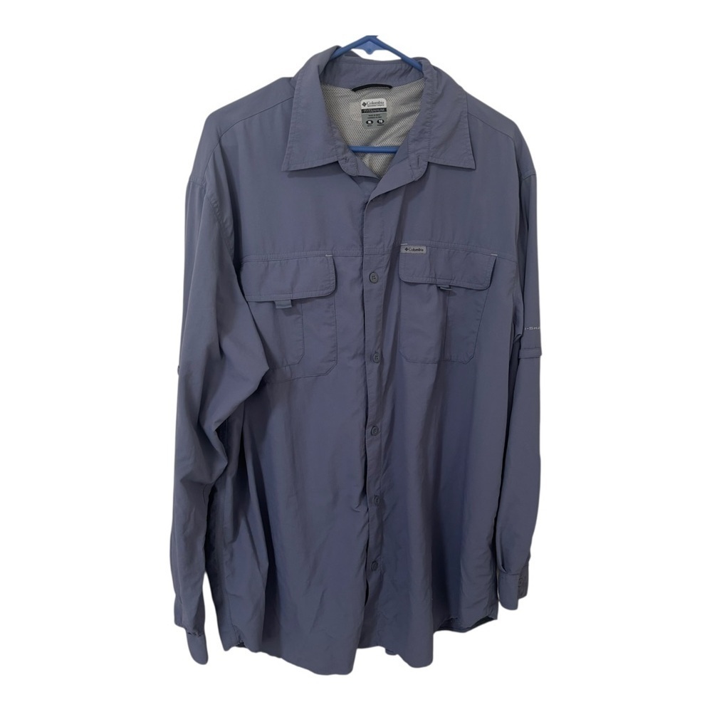 Columbia titanium Men's charcoal blue long sleeve button down shirt XL